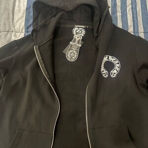 Chrome Hearts Black Hoodie with Silver Logo